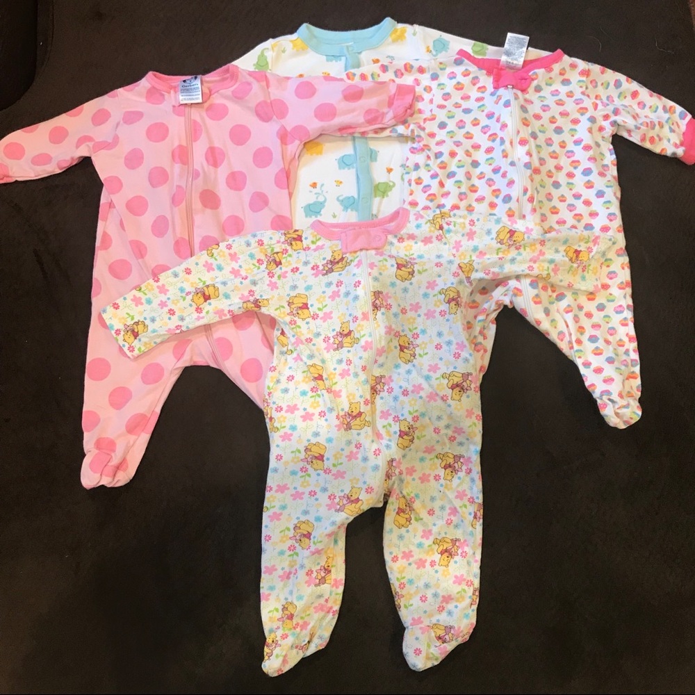 ❤️4 for $20❤️ Set of 4 0-3M Footie Sleepers Disney